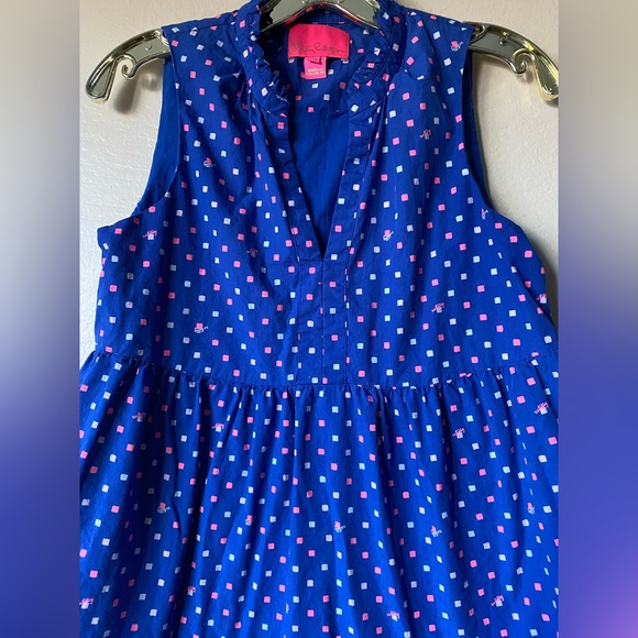 Lily Pulitzer cotton swing dress novella borealis blue pockets Xs - Picture 6 of 10